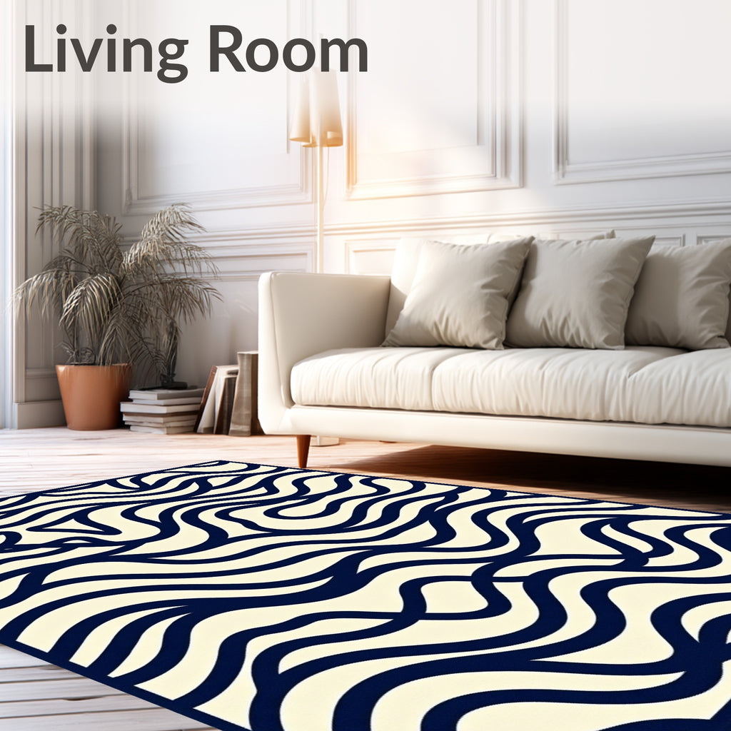Organic Swirl Line Art Pattern Rug