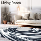 Dynamic Swirling Monochrome Wave Design Rug