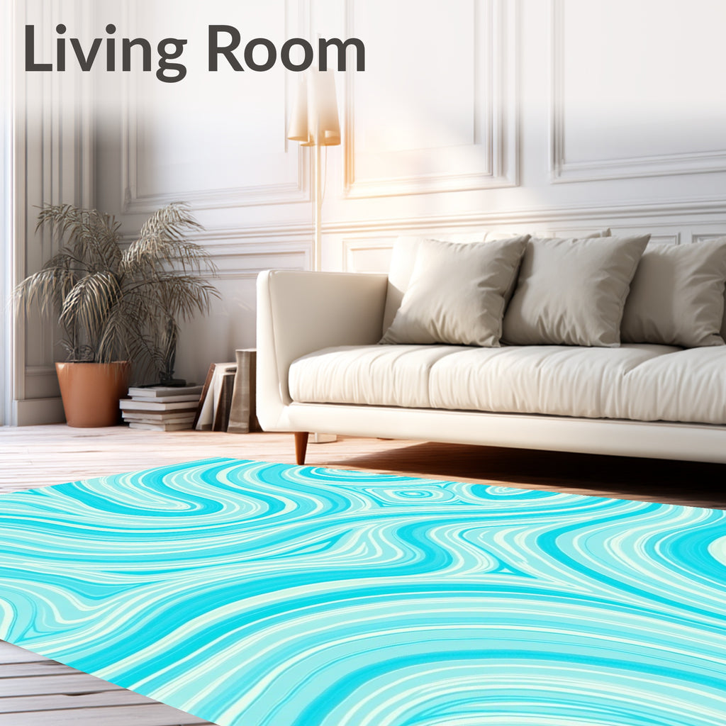 Aqua Tones Abstract Swirl Rug