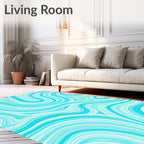 Aqua Tones Abstract Swirl Rug