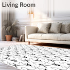 Geometric Black White Abstract Pattern Rug