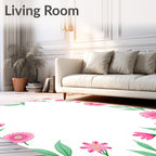 Pink Daisy Floral Pattern Rug
