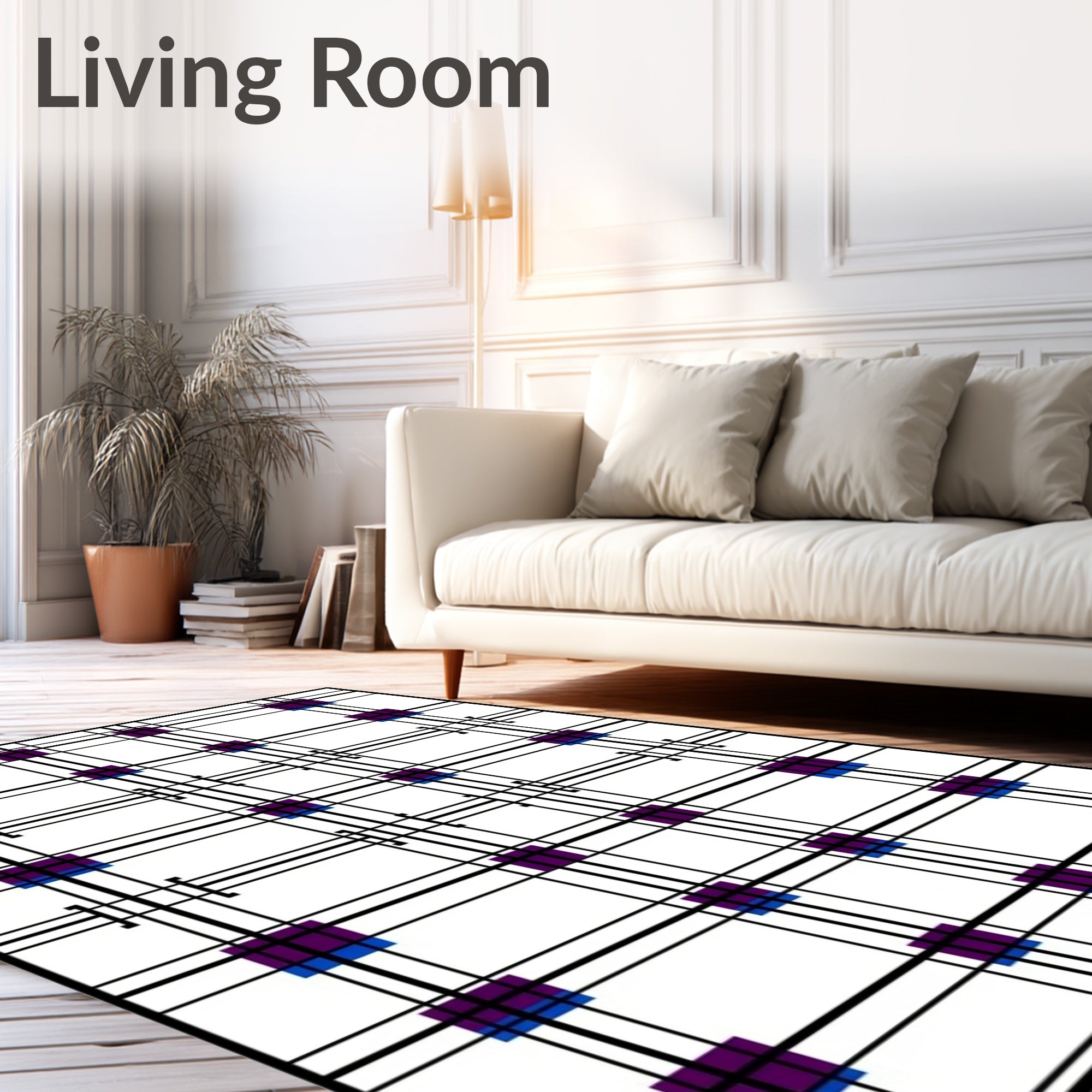 Bold Plaid Squares Graphic Rug
