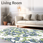 Ornate Scrollwork Botanical Pattern Rug