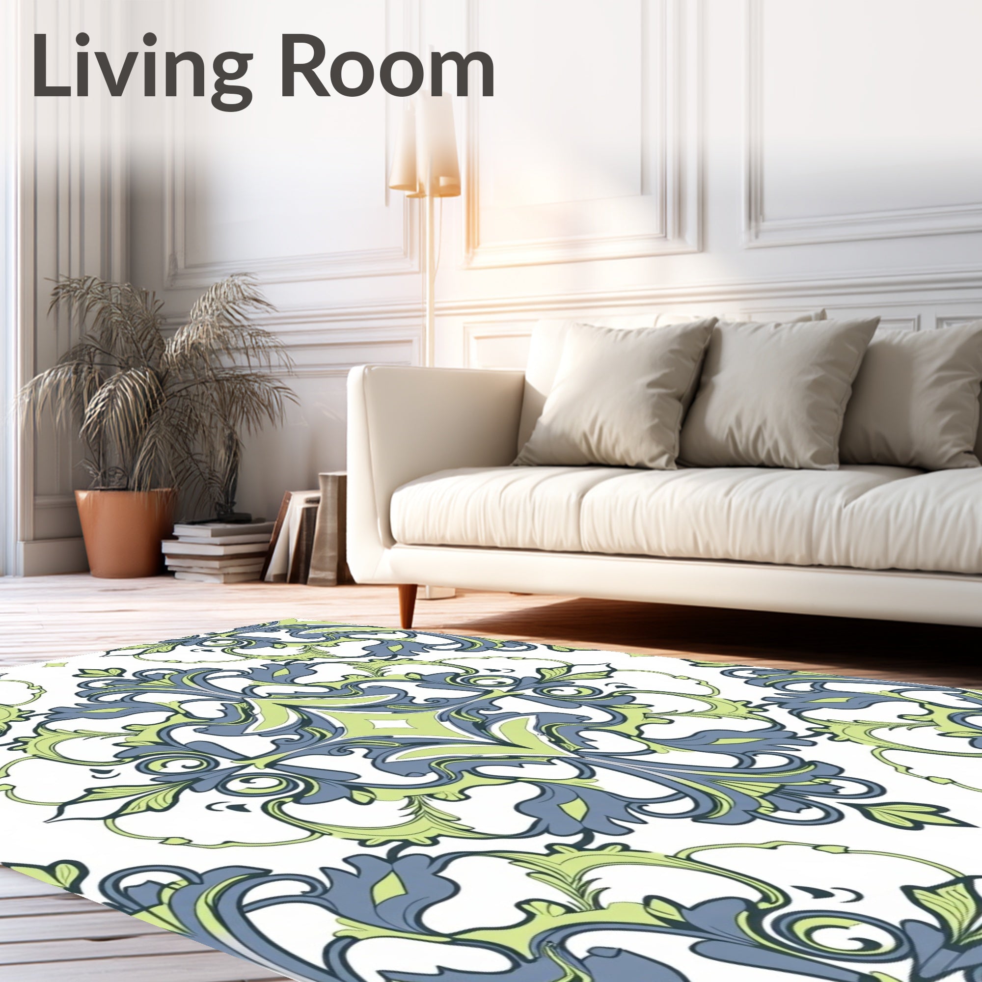 Ornate Scrollwork Botanical Pattern Rug