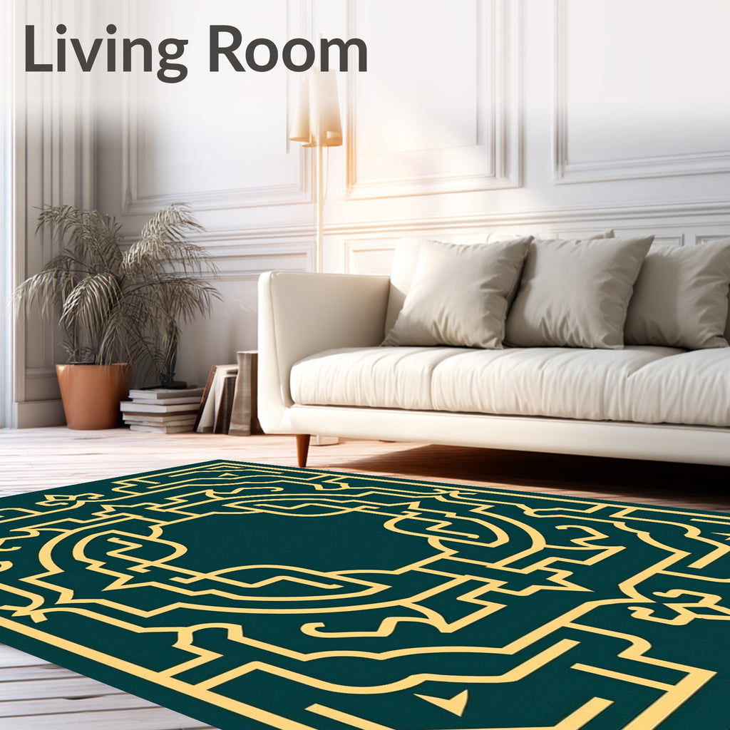Elegant Gold Geometric Pattern Rug