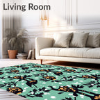 Whimsical Black Gold Creature Garden Rug