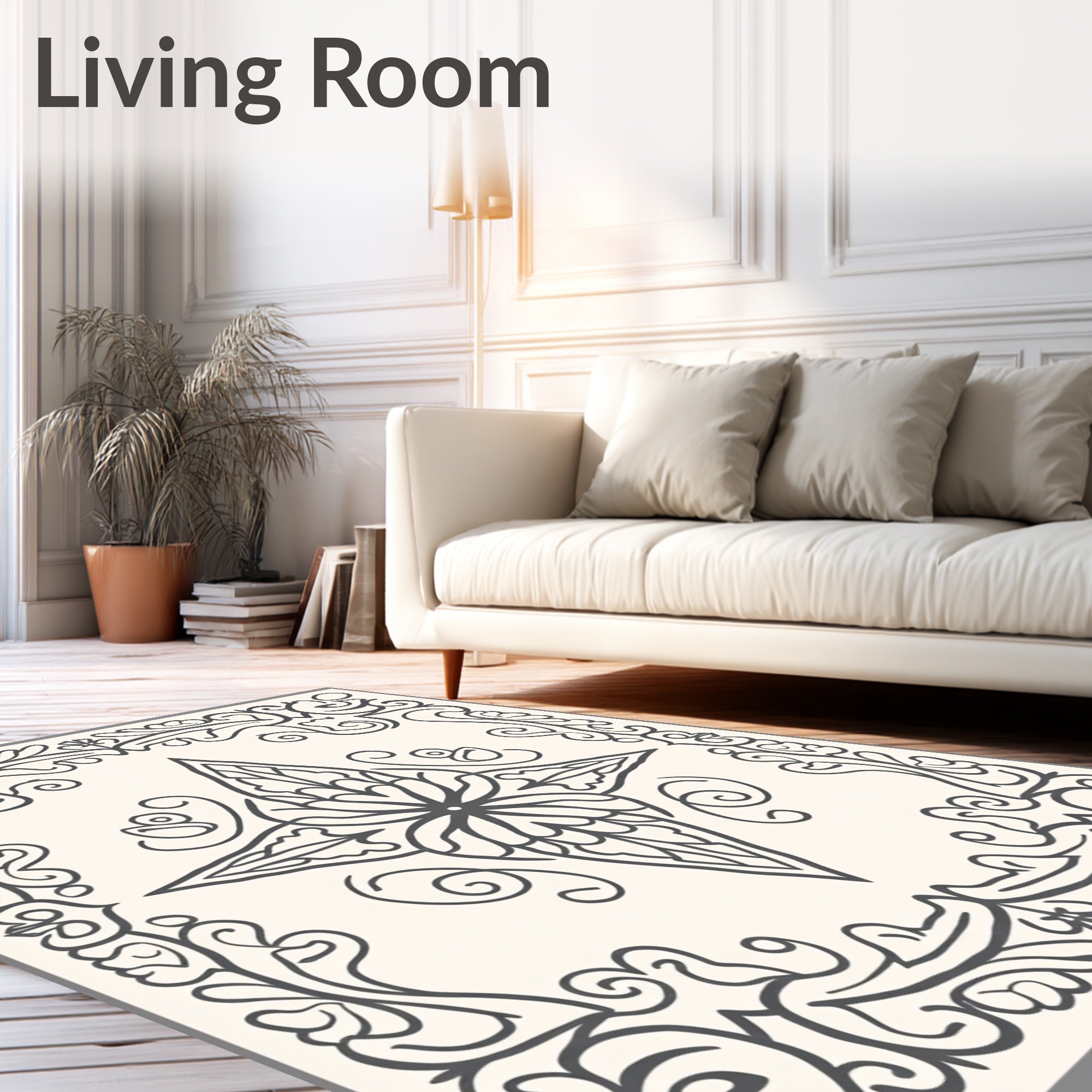 Ornate Floral Scrollwork Pattern Rug