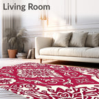 Crimson Ivory Vintage Damask Pattern Rug
