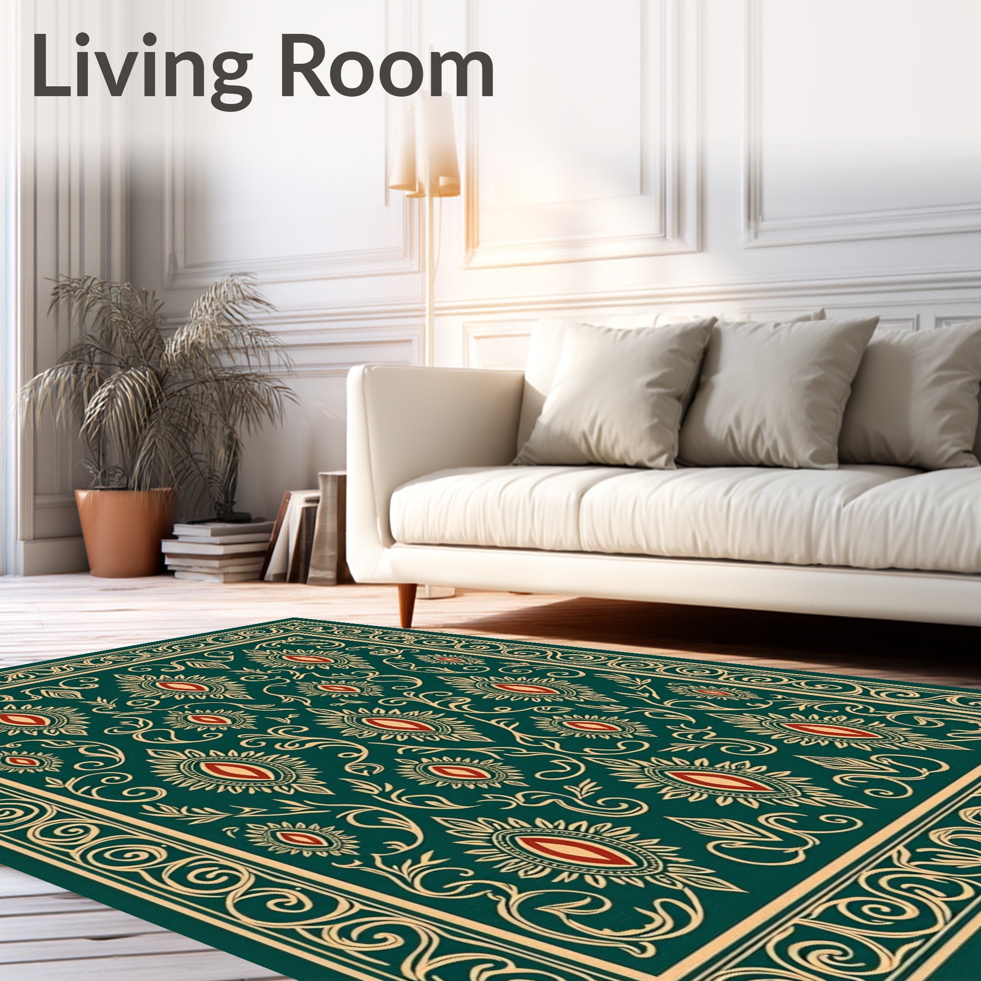 Emerald Jewel Floral Pattern Rug