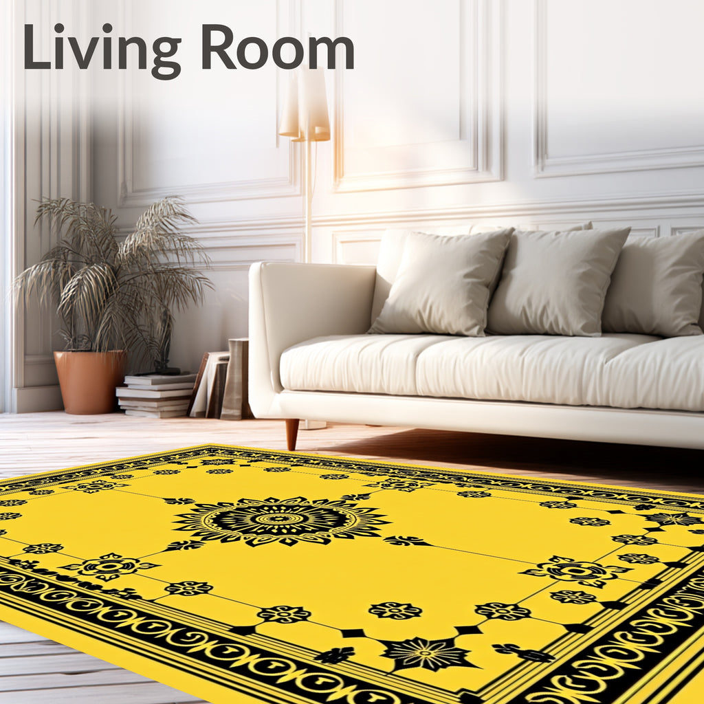 Ornate Black Floral Symmetry Rug