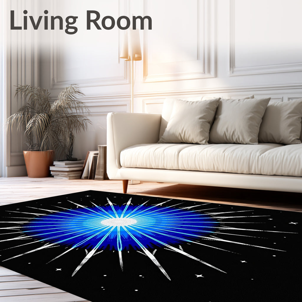 Radiant Blue Starburst Graphic Rug