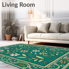 Floral Meadow With Ornate Border Rug