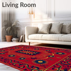Bold Red Floral Vine Pattern Rug