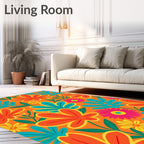 Vibrant Tropical Floral Pattern Rug