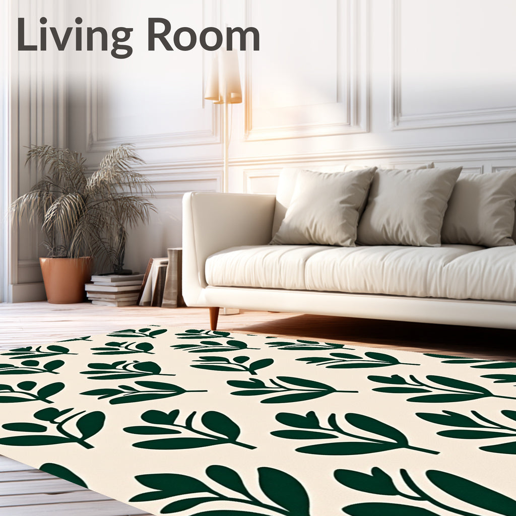 Abstract Green Leaf Pattern Rug