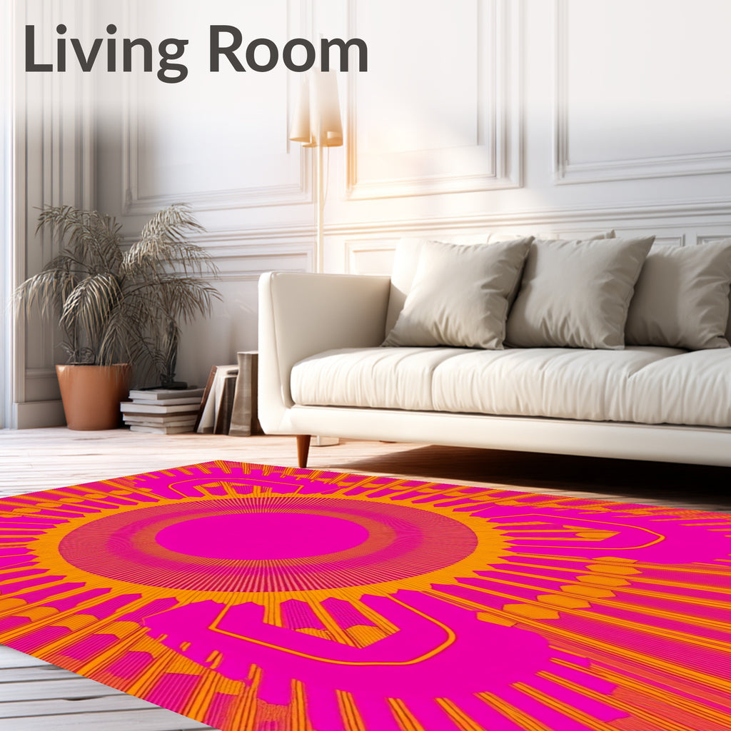 Radiant Geometric Sun And 4 Arms Rug