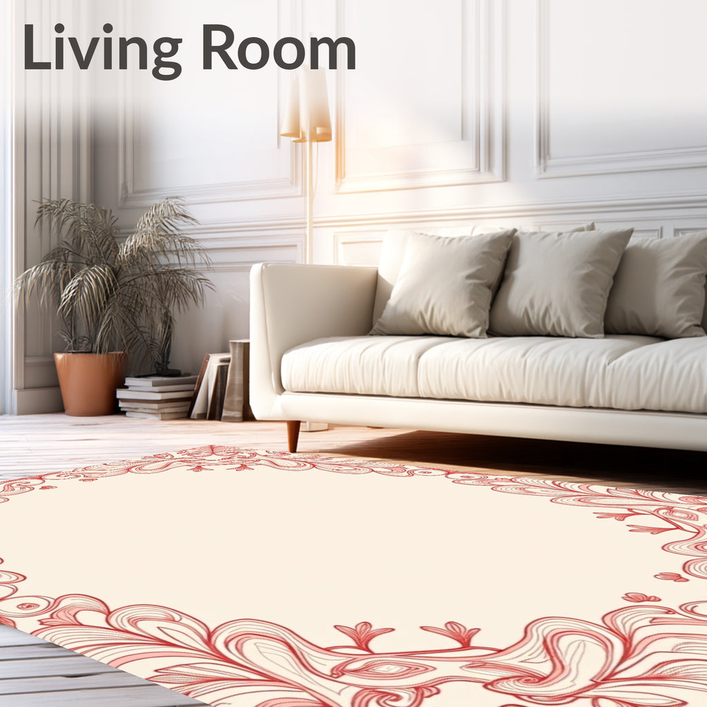 Ornate Crimson Floral Swirl Rug
