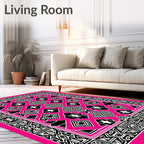 Bold Geometric Pattern With Pink Background Rug