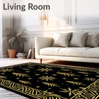 Golden Snowflake Forest Border Rug