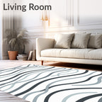 Abstract Wavy Lines Natural Tone Rug