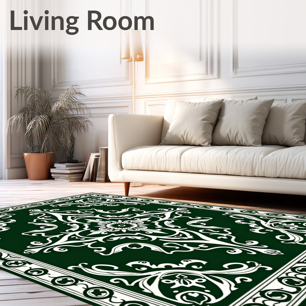Classic Floral Scroll Medallion Pattern Rug
