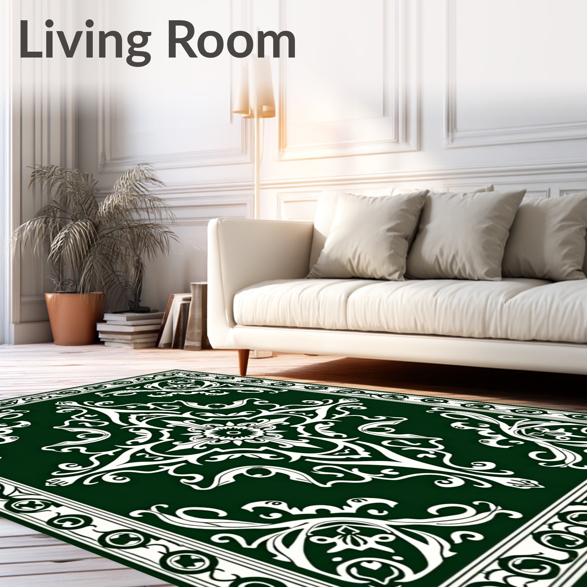 Classic Floral Scroll Medallion Pattern Rug