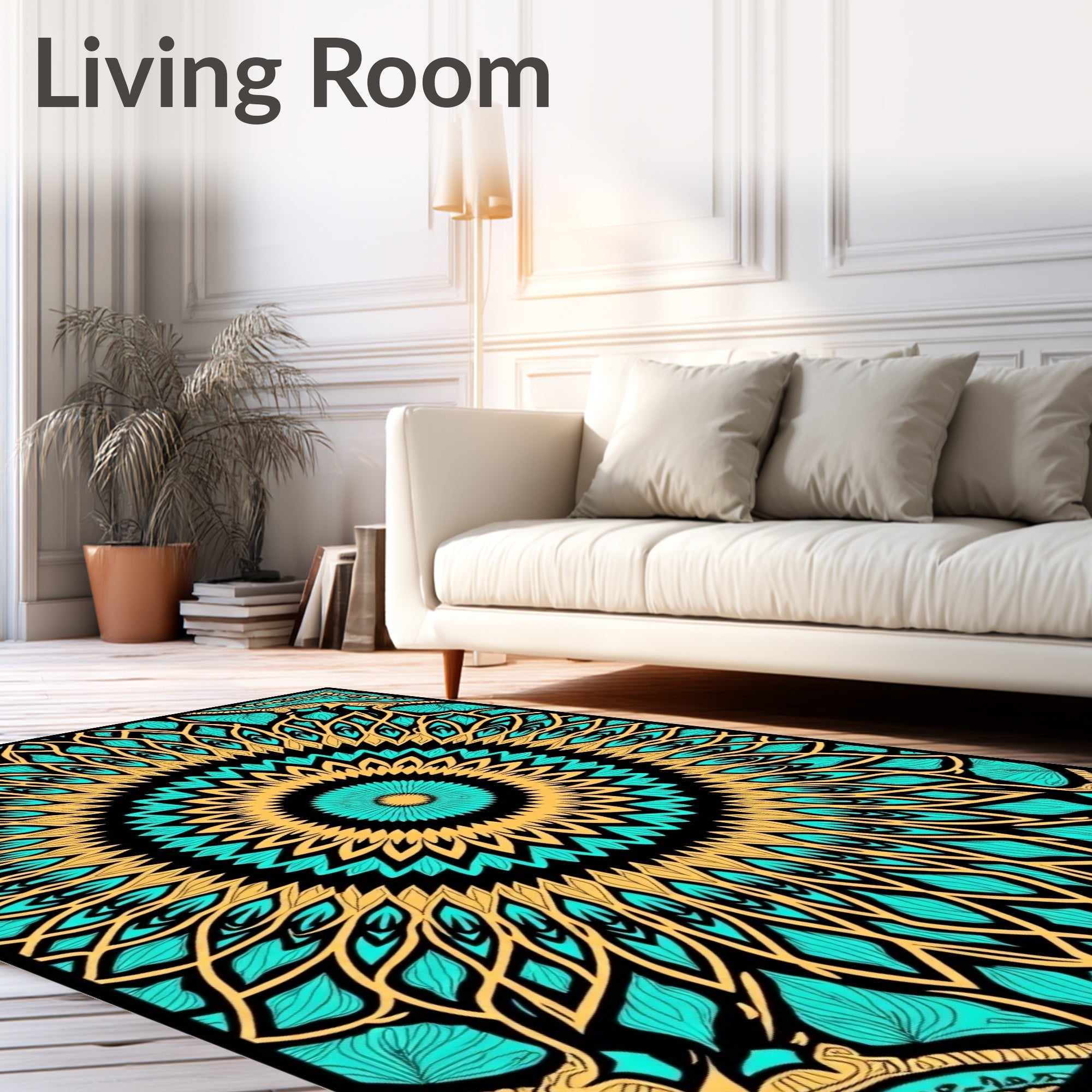 Mandala Tribal Sunburst Style Rug