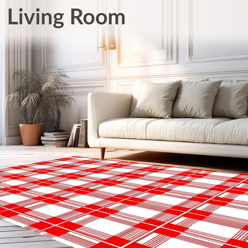 Classic Red Checkerboard Pattern Rug