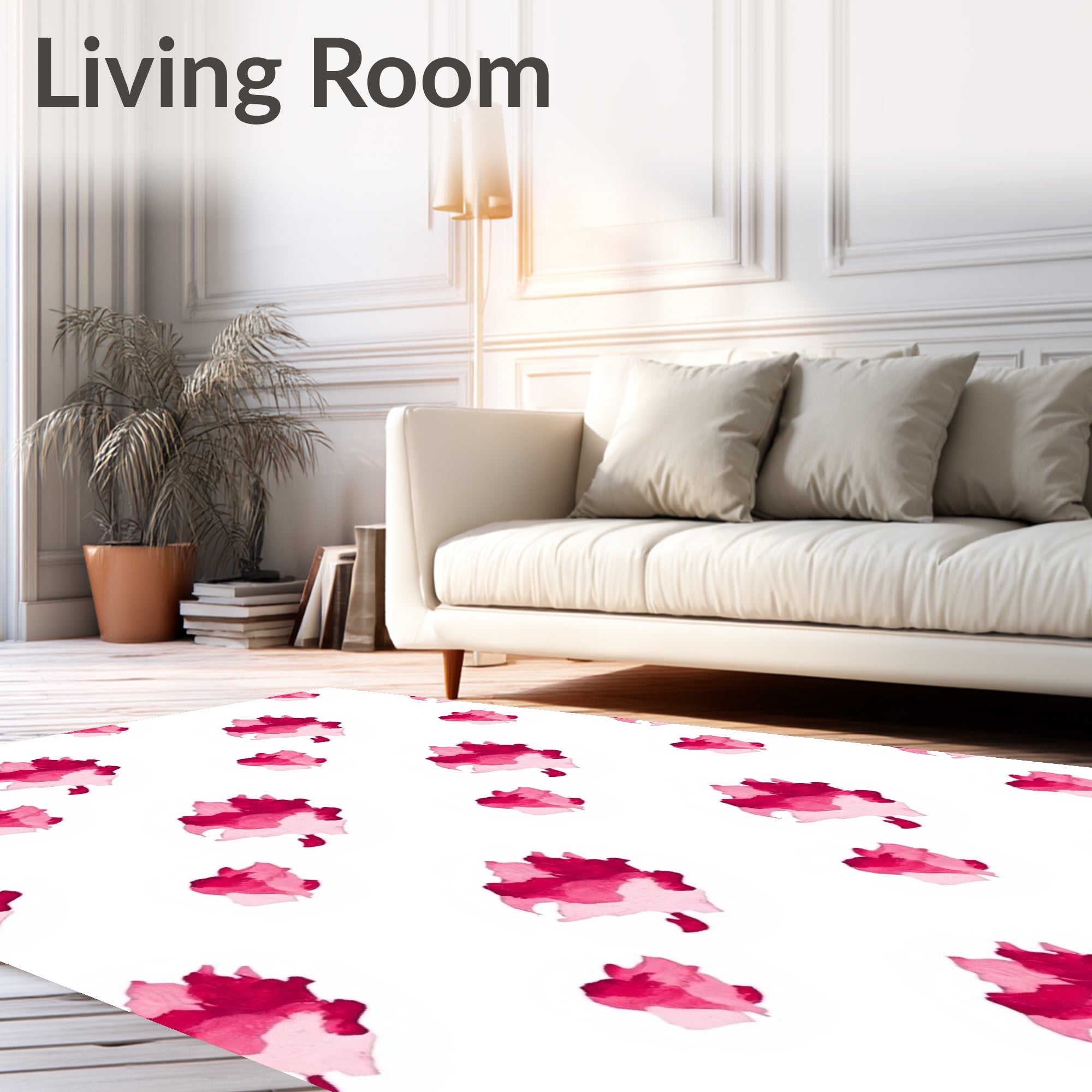 Abstract Pink Floral Watercolor Pattern Rug