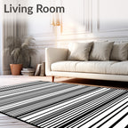 Minimalist Black White Linear Rug