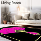 Vibrant Pink Stylized Fan Design Rug