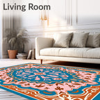 Ornate Geometric Floral Design Rug