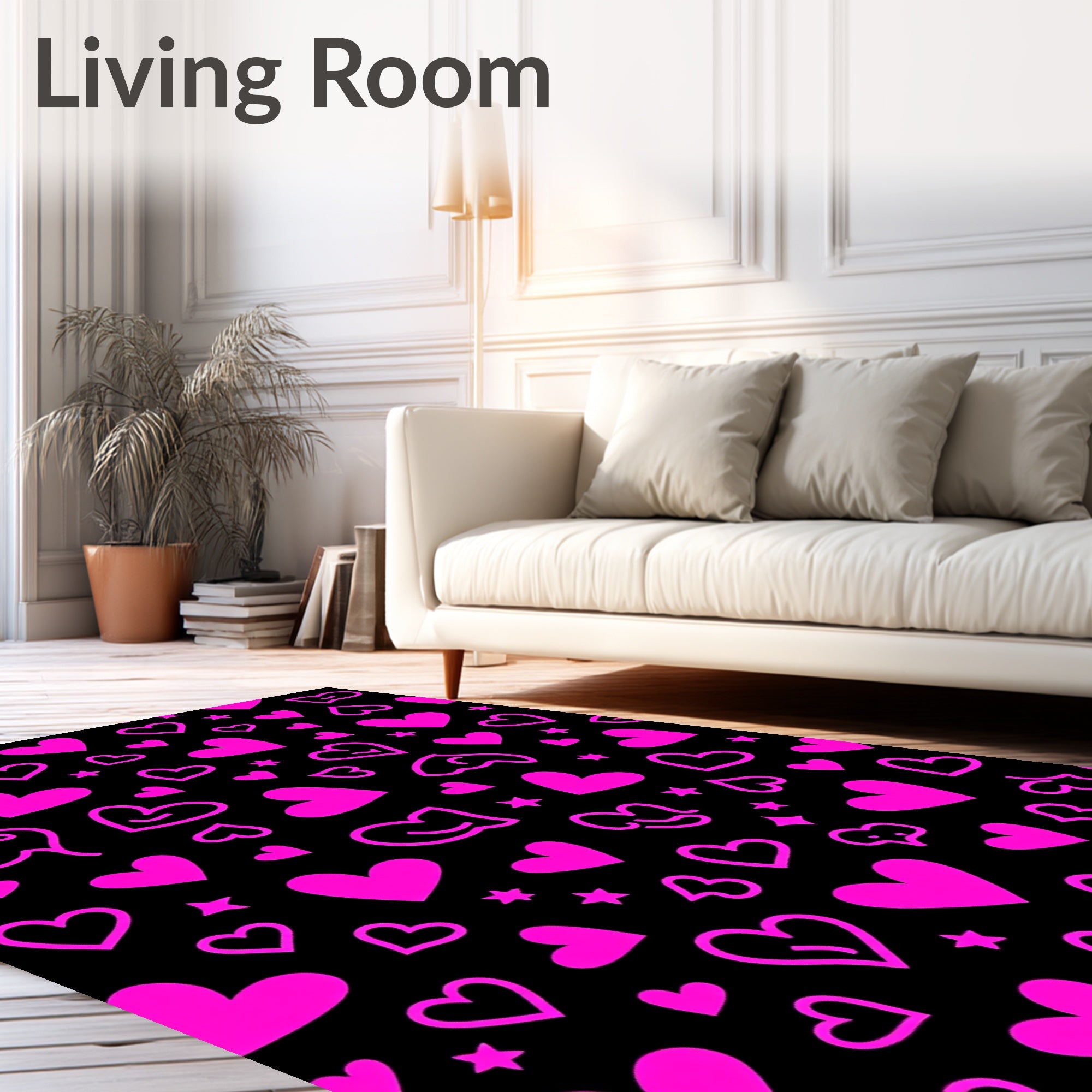 Bright Pink Heart Repeating Pattern Rug
