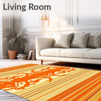 Warm Toned Abstract Stripe Pattern Rug