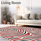 Crimson Navy Swirl Animal Print Rug
