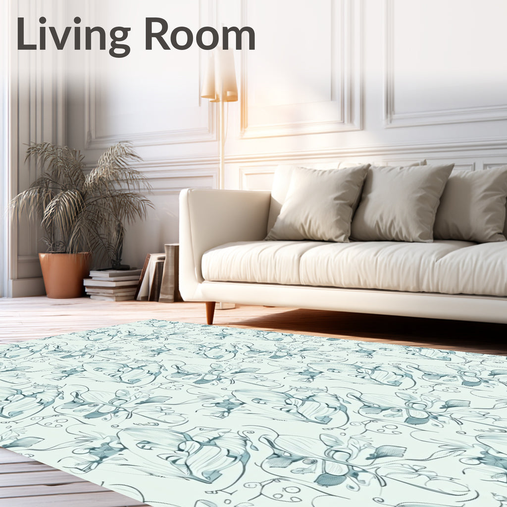 Abstract Script Floral Sketch Rug