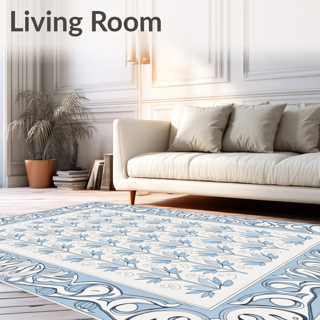 Art Nouveau Floral Branch Patterned Rug