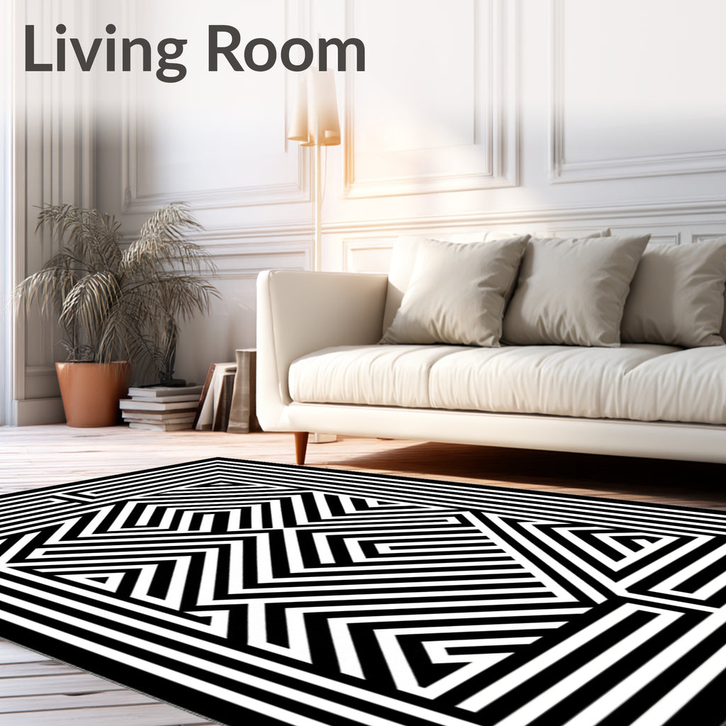 Monochromatic Geometric Illusion Rug