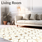 Natural Hexagon Floral Pattern Rug