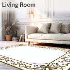 Decorative Brown Floral Border Design Rug