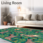 Zebra Pattern with Leafy Greenery Design Rug