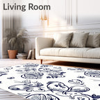 Whimsical Floral Line Art Print Rug