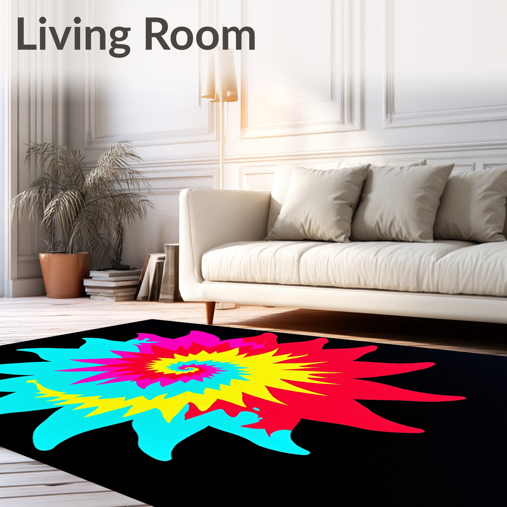 Vibrant Spiral Starburst Design Rug