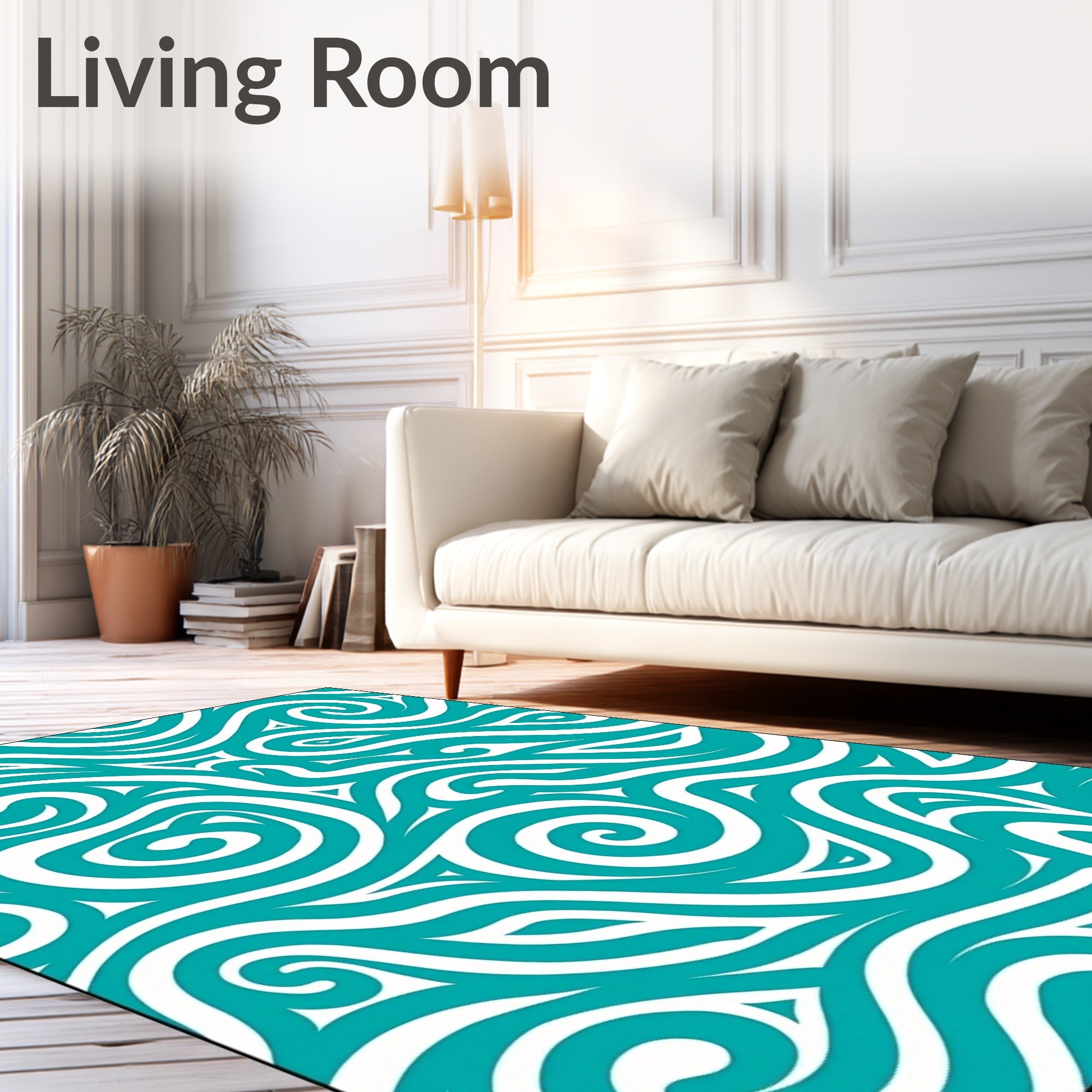 Turquoise Abstract Swirl Pattern Rug