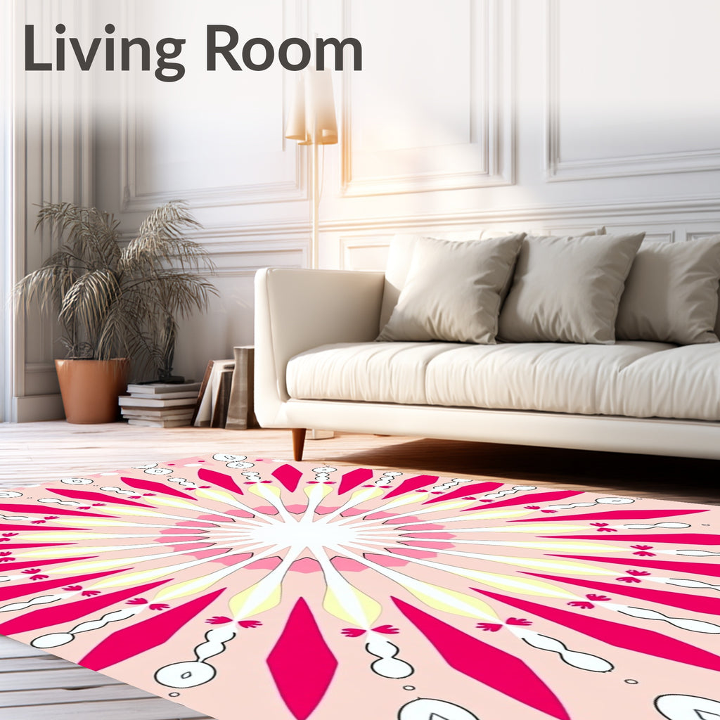 Floral Sunburst Mandala Design Rug