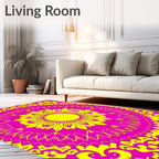 Vibrant Neon Floral Mandala Pattern Rug