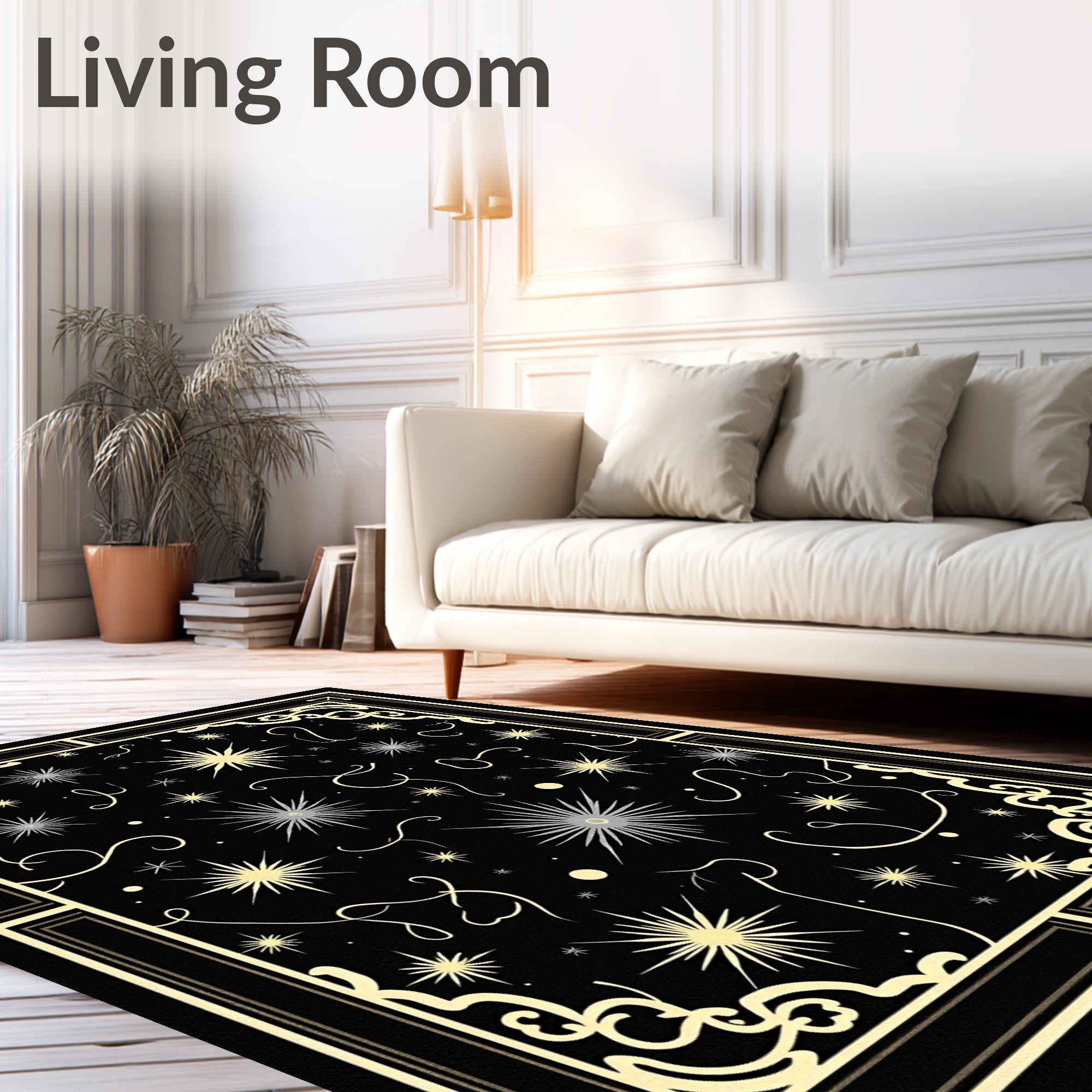 Art Deco Celestial Starburst Pattern Rug
