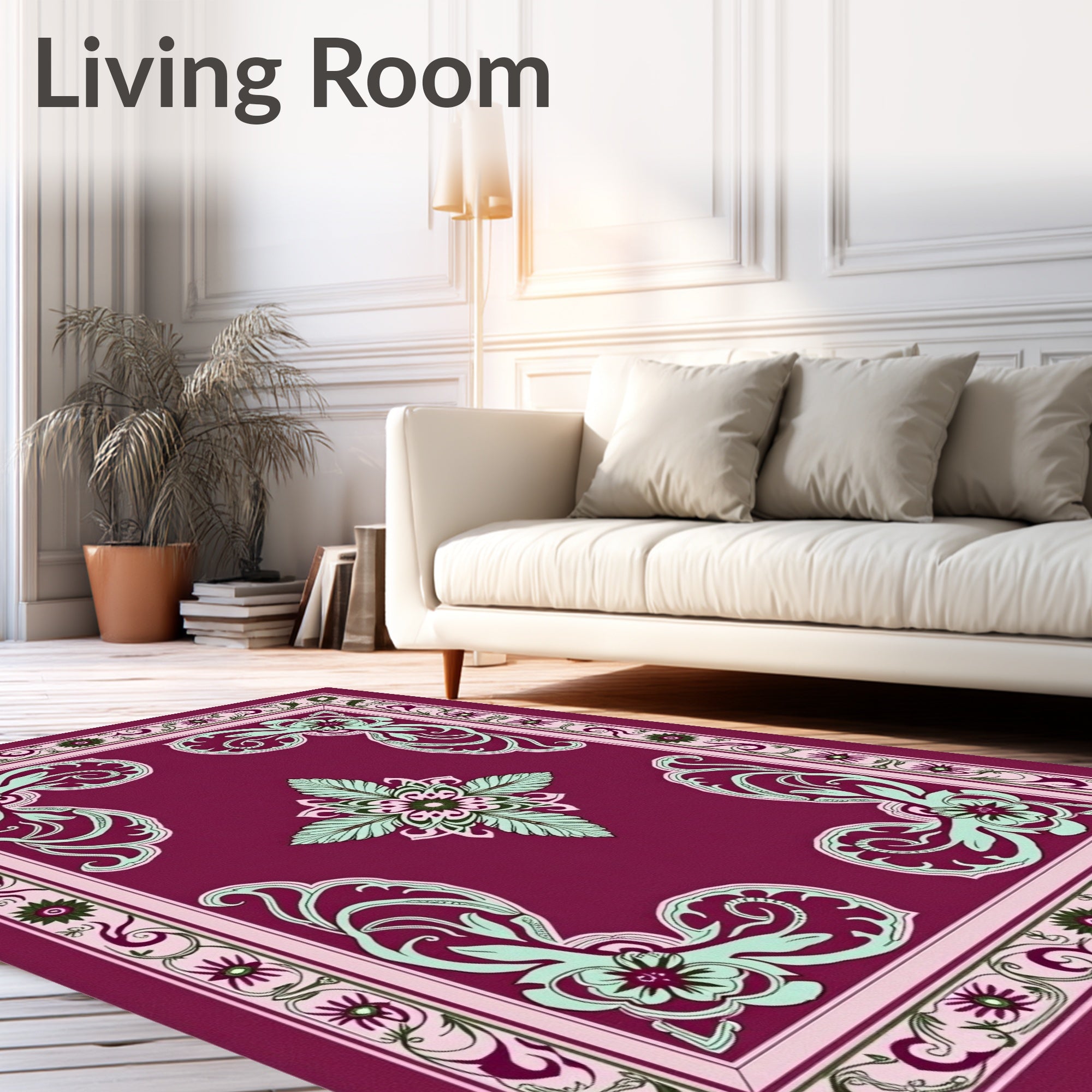 Ornate Floral Scrollwork Design Rug