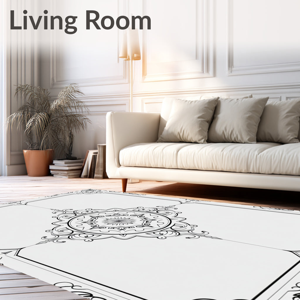 Classic Mandala Outline Art Rug